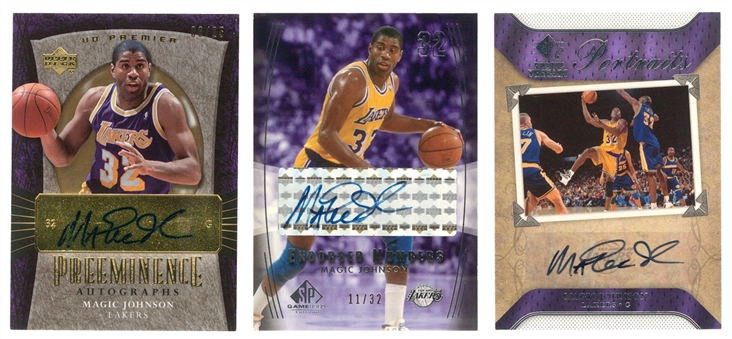 2004-08 Upper Deck Magic Johnson Signed Numbered Card Collection (3 Different)